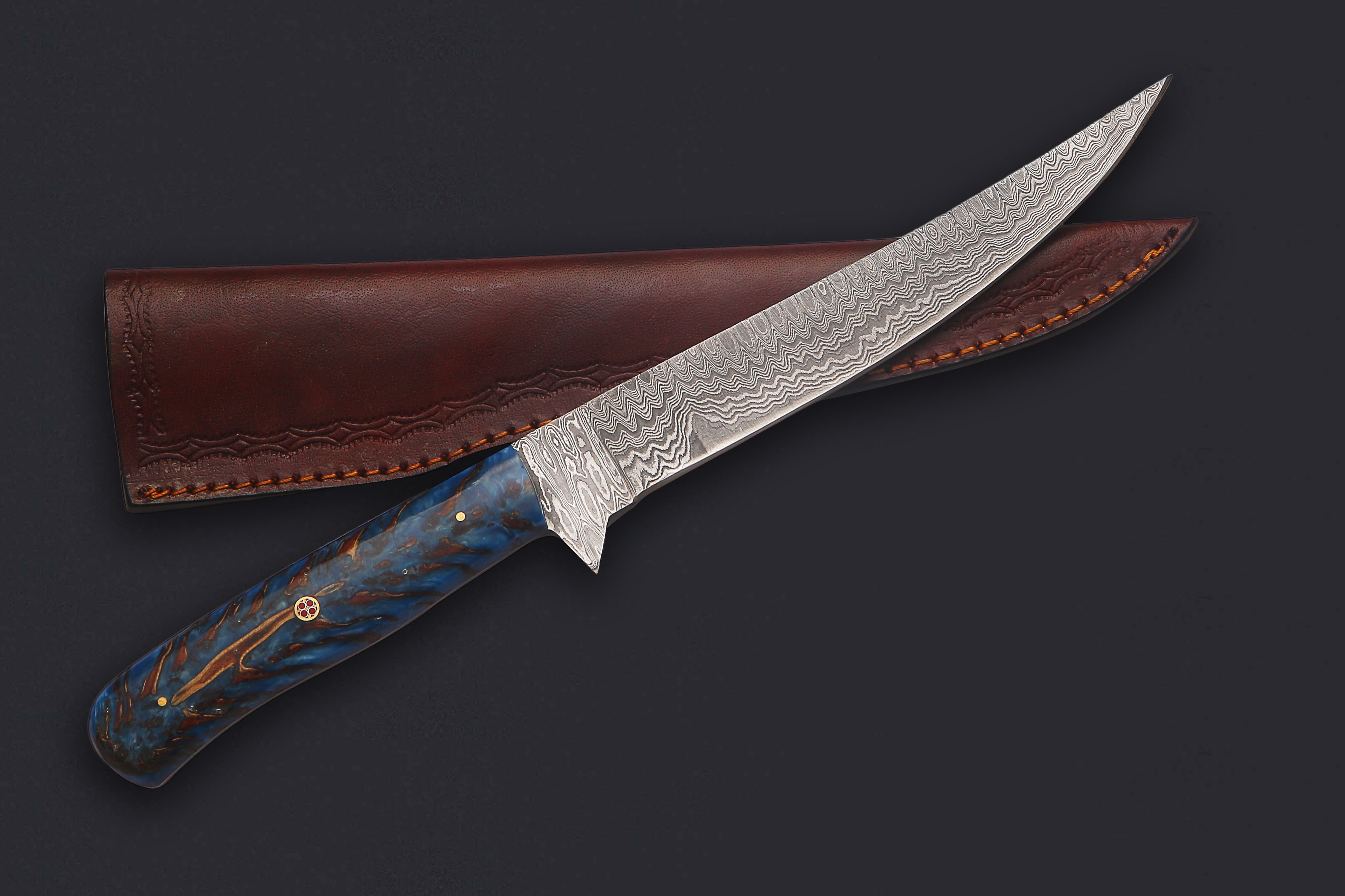 PINECONE SacredBlade | Fishing Fillet Knife | Damascus Steel & Natural Pinecone