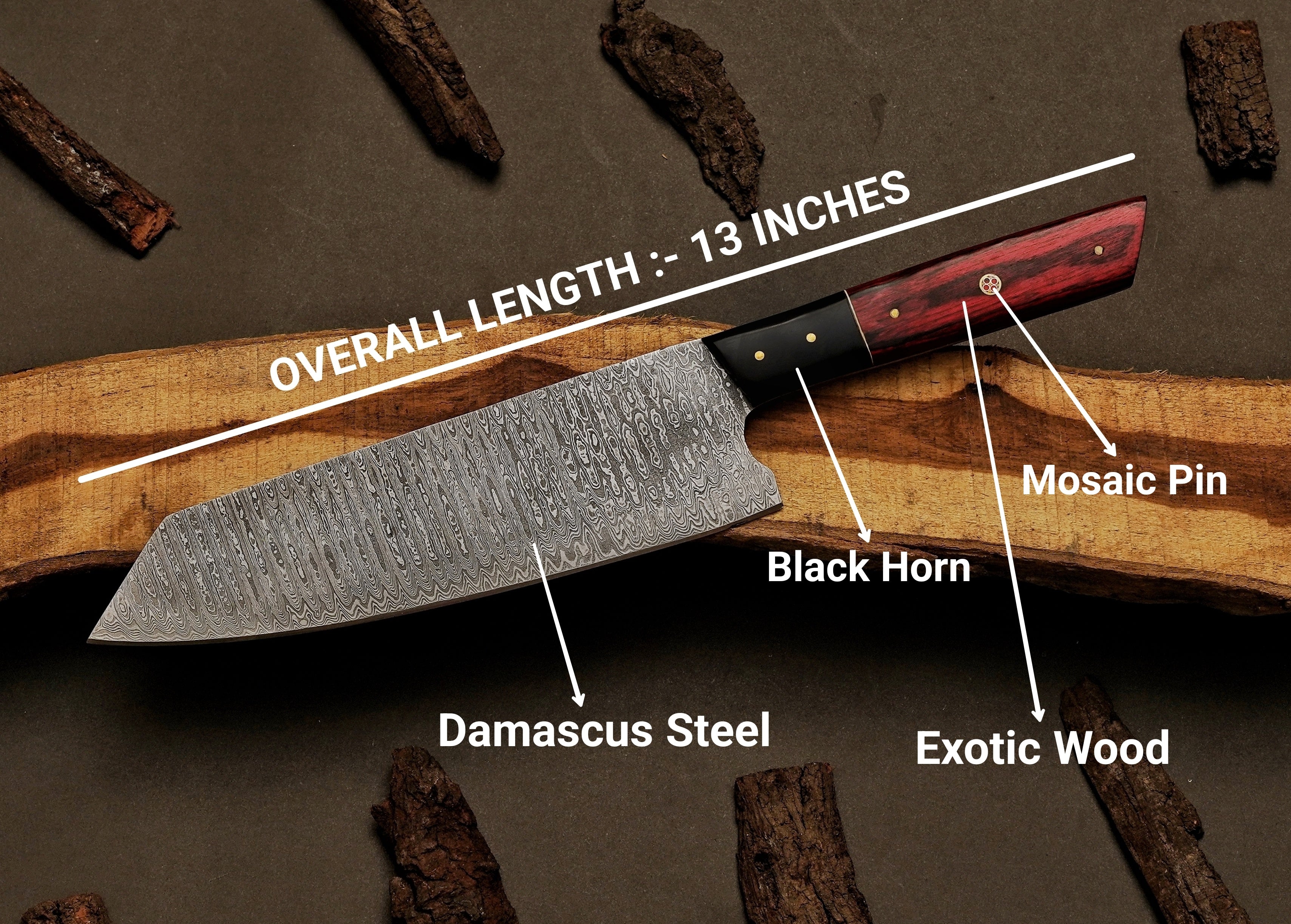 🌹Red Rosewood - Damascus Japanese Bunka Chef Knife [CHEF'S DREAM]