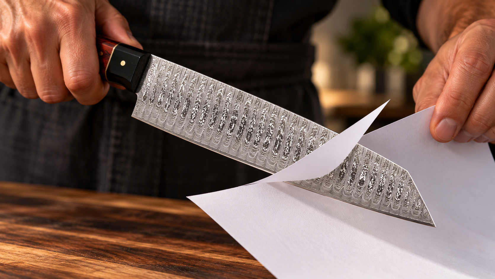 🎴 Japanese Bunka Chef Knife | Red Rosewood Damascus Steel