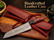 🎴 Japanese Bunka Chef Knife | Red Rosewood Damascus Steel