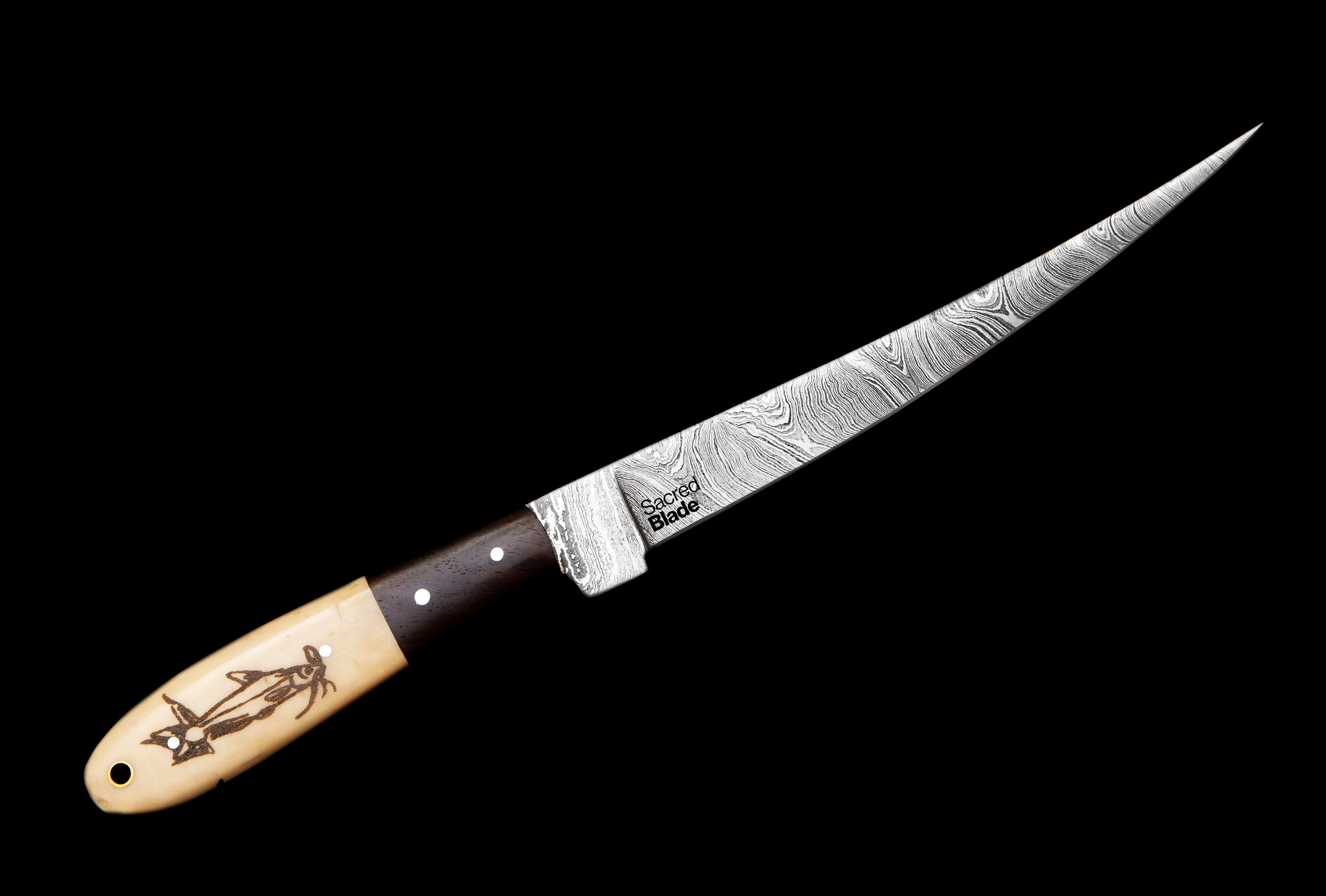 Fish On Camel By SacredBlade | Fishing Fillet Knife Damascus Steel