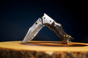 🐐RAMHORN & MOUNTAIN GOATS: Damascus Steel EDC Pocket Folding Knife With Leather Sheath by SacredBlade