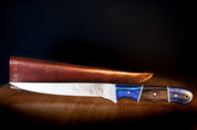 BLUE PAKKAWOOD SacredBlade | Fishing Fillet Knife | Damascus Steel & Pakkawood