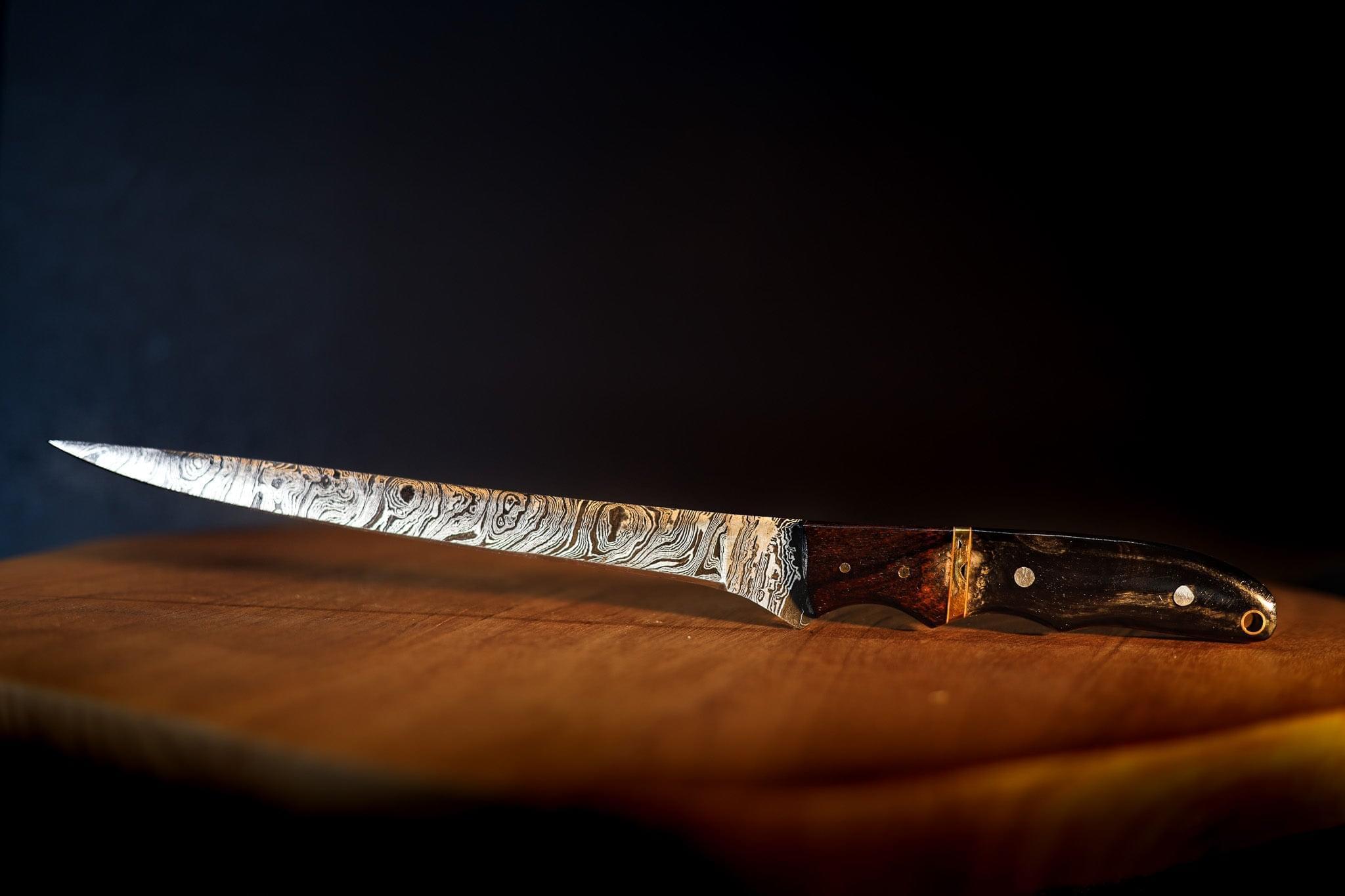 BUFFALO WILD SacredBlade | Fishing Fillet Knife | Damascus Steel & Buffalo Horn