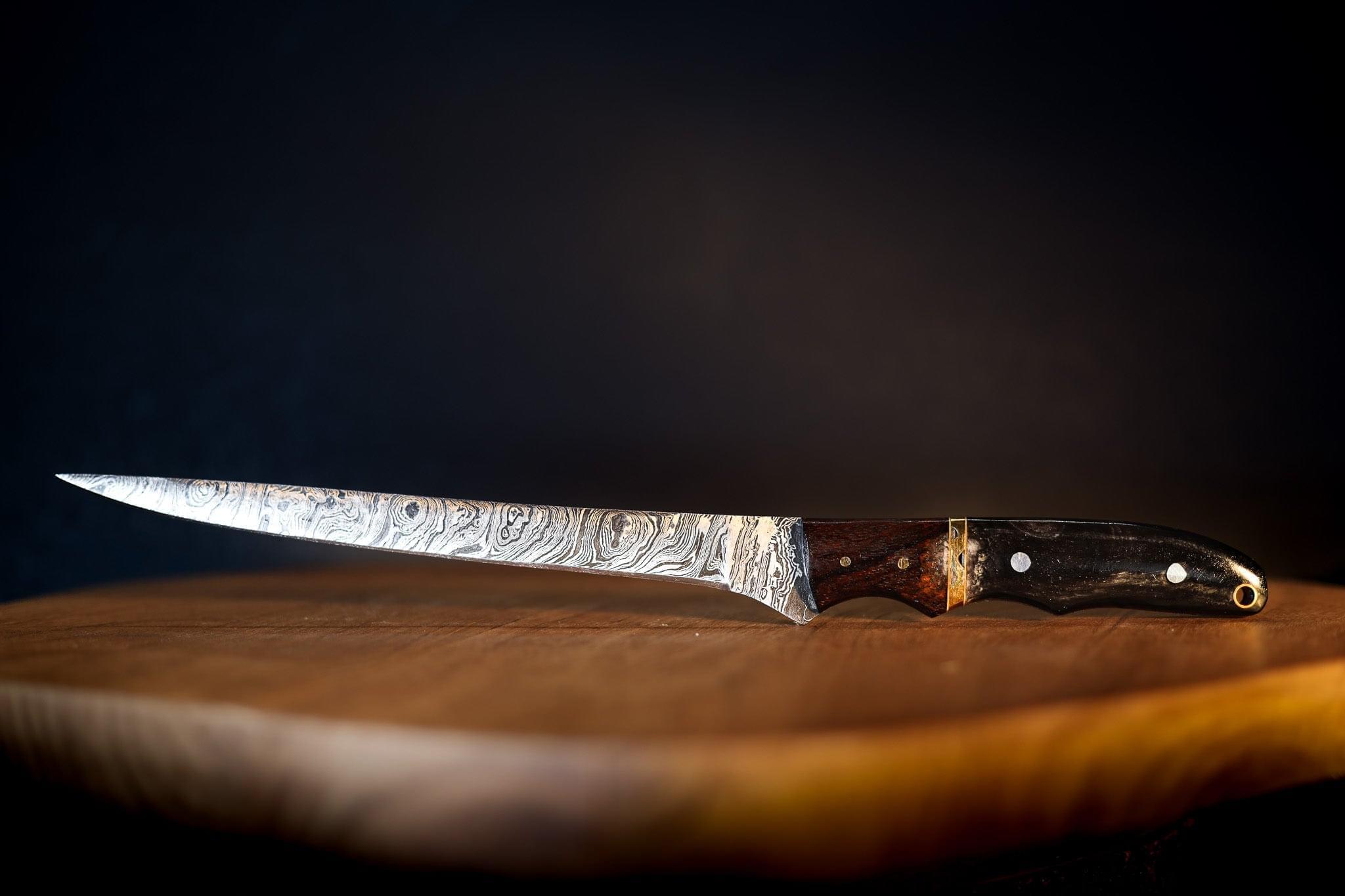 BUFFALO WILD SacredBlade | Fishing Fillet Knife | Damascus Steel & Buffalo Horn