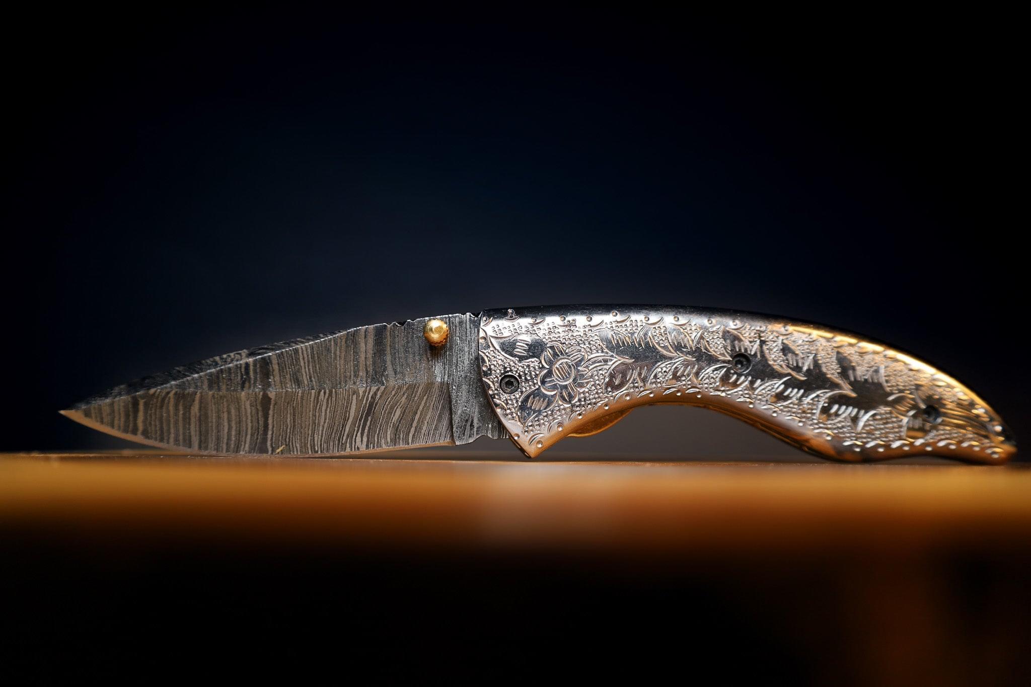 🪙 THE SILVER COIN: Damascus Steel Pocket Folding Knife With Leather Sheath #EveryDayCarry