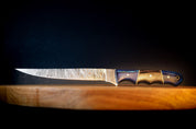 BLUE PAKKAWOOD SacredBlade | Fishing Fillet Knife | Damascus Steel & Pakkawood